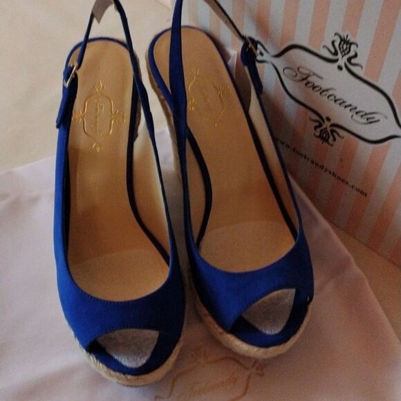 Footcandy Royal Blue Suede Platform Heels. - Picture 3 of 13